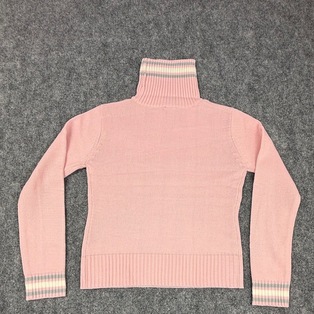 Southpole Pink Turtleneck Sweater Girls Size L Striped Cuffs Ribbed Knit NWT